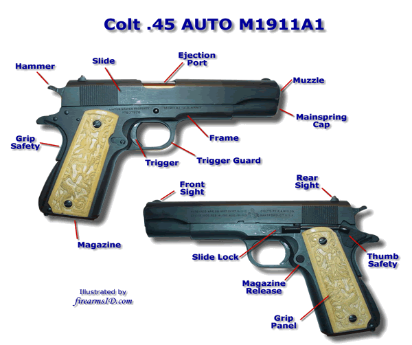 Colt 45 AUTO M1911A1 Pistol on FirearmsID.com